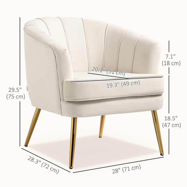 HOMCOM Fabric Armchair, Modern Accent Chair with Gold Metal Legs for Living Room, Bedroom, Home Office, Grey