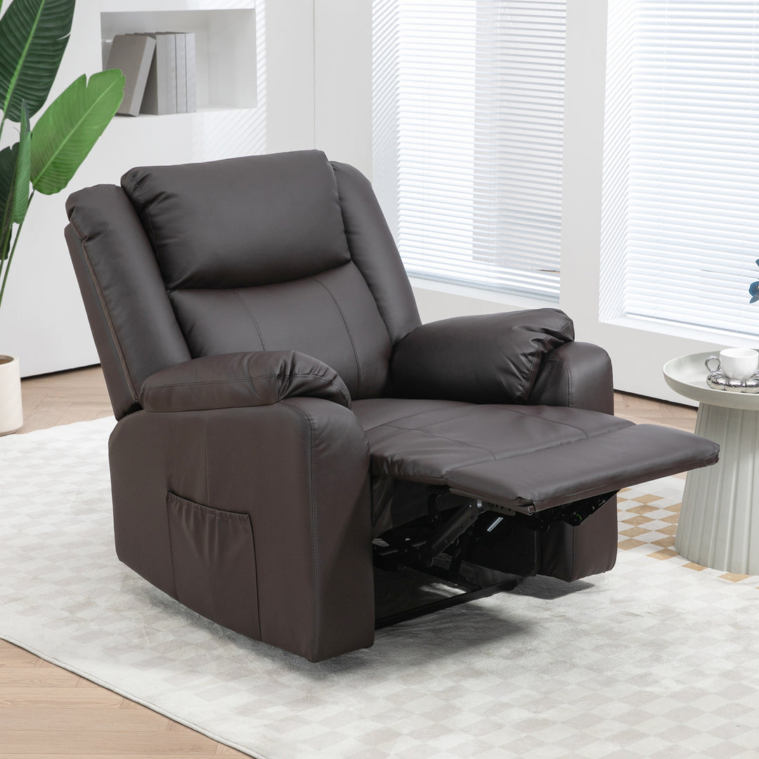 HOMCOM PU Leather Reclining Chair, Recliner Chair for Living Room with Footrest and 2 Side Pockets, Black