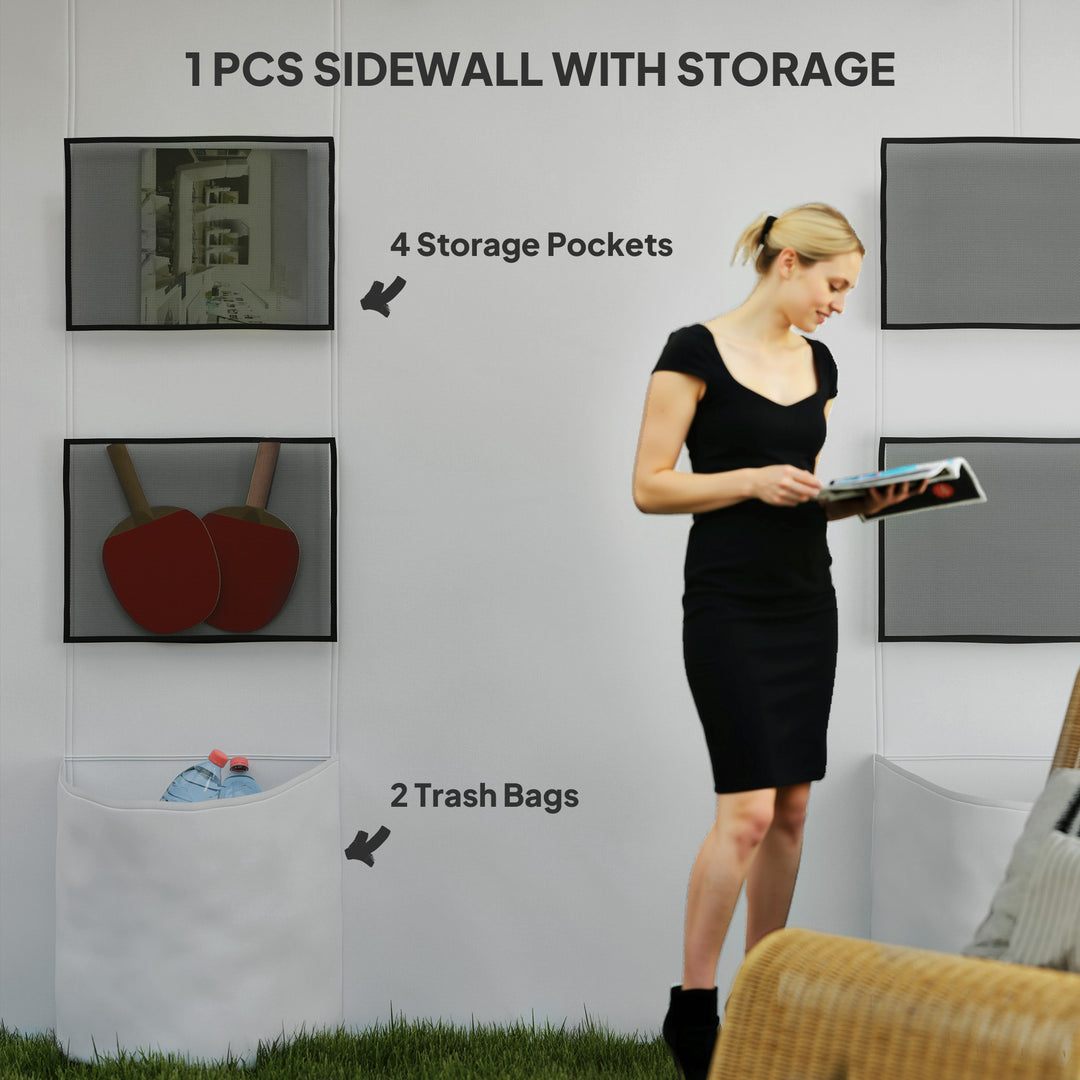 Outsunny 10' x 10' Pop Up Canopy Tent with Sidewall, Height Adjustable Instant Sun Shelter with Storage Pockets, Light Grey