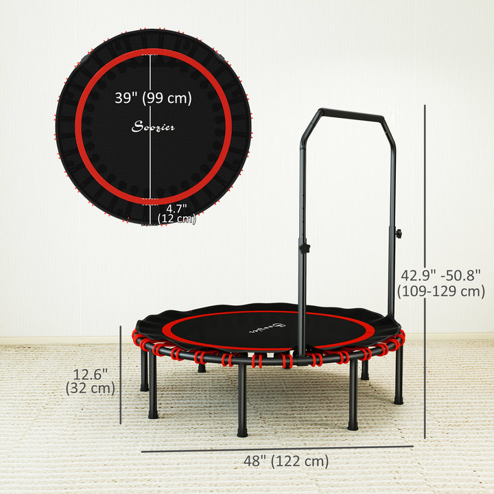 Soozier 48" Foldable Rebounder Trampoline, Mini Trampoline Indoor with Adjustable Handle, Quiet and Safe Bungee Rebounder