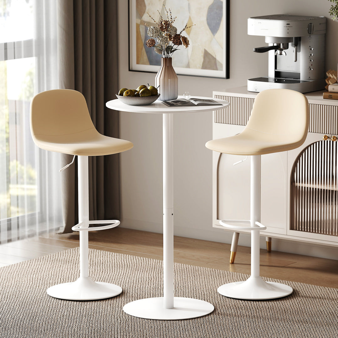 HOMCOM Round Bar Table for 2, Modern Pub Table with Steel Frame, Easy Assembly for Small Space Home Bar Cocktail Bistro, White