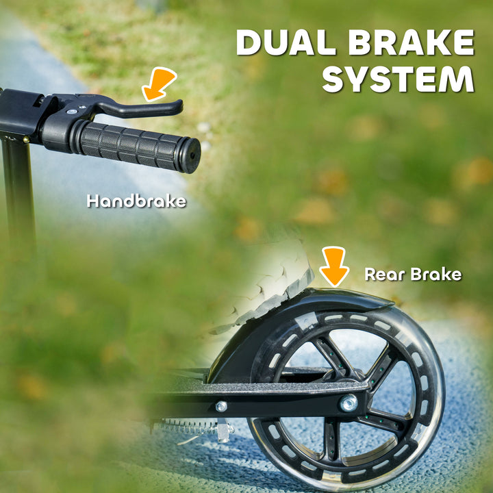 Qaba Scooter for Kids Ages 3-8 with Light Up Wheels, Adjustable Handlebar, Rear Brake & Handbrake for Girls and Boys, Black