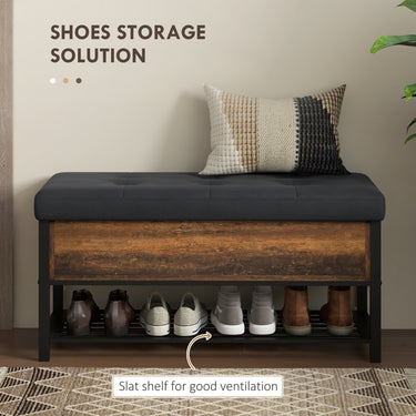 HOMCOM Shoe Storage with Seat, Upholstered Hallway Bench, Shoe Bench with Flip Top and Hidden Space for 4 Pairs of Shoes