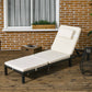 Outsunny Outdoor Lounger, Patio Lounger with 5-Level Adjustable Back, Headrest for Poolside, Garden, Backyard, Cream White