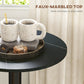 HOMCOM High Top Bar Table, Modern Round Dining Table with Faux-marbled Top and Gold Base, Bistro Table for 2 People, Black