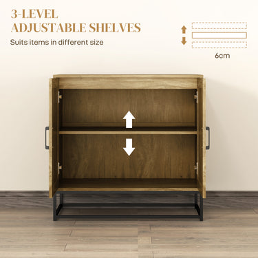 HOMCOM Kitchen Storage Cabinet, Wood Effect Sideboard Buffet Cabinet with Adjustable Shelf and 2 Doors, Nature Wood