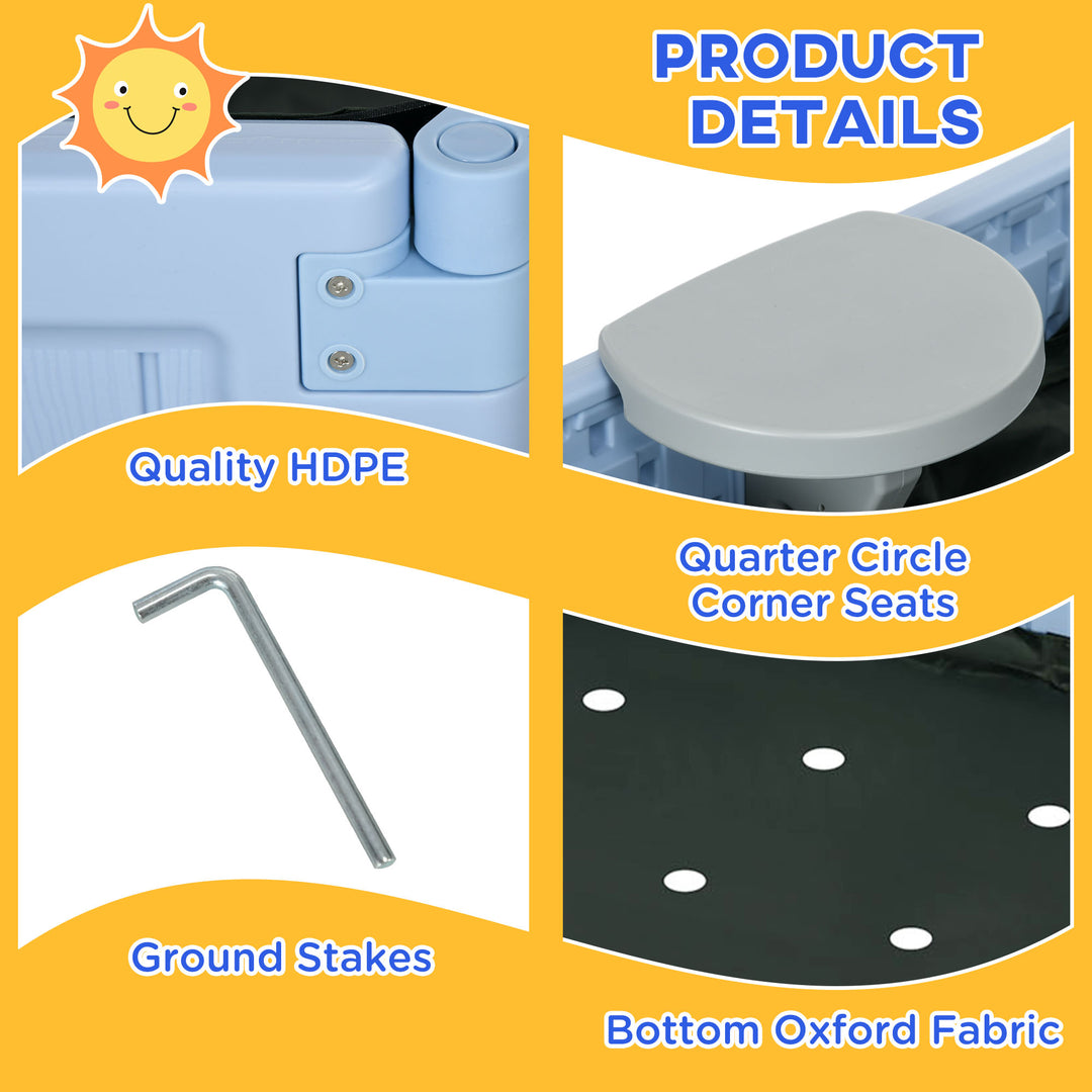 Outsunny Kids Outdoor Sandbox with Canopy, Bottom Fabric Liner, Brown