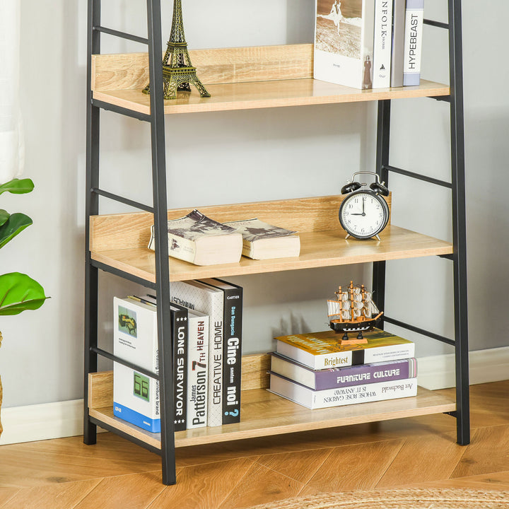 HOMCOM Modern Bookshelf Storage with 5-Tier Wide Shelving, Metal Frame, Wooden Bookcase for Living Room Library Home Furniture, Black