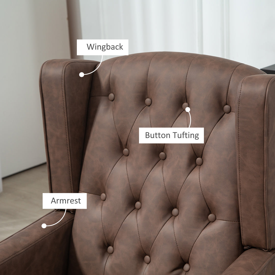 HOMCOM Faux Leather Armchair, Modern Accent Chair with Thick Padding for Living Room, Bedroom, Home Office, Brown