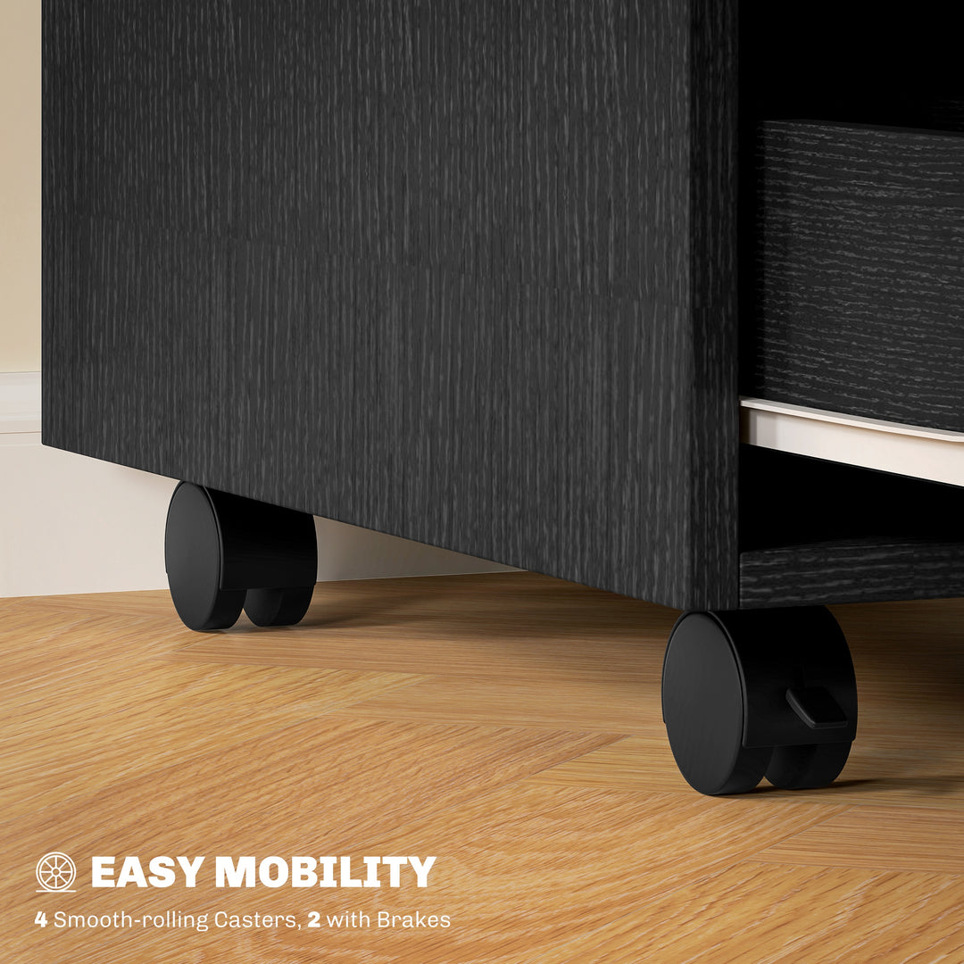 HOMCOM 3 Drawer File Cabinet, Mobile Vertical Filing Cabinet with Wheels, Printer Stand with Storage for Home Office, White