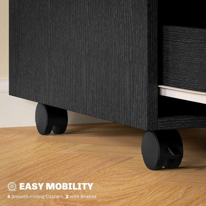 HOMCOM 3 Drawer File Cabinet, Mobile Vertical Filing Cabinet with Wheels, Printer Stand with Storage for Home Office, White