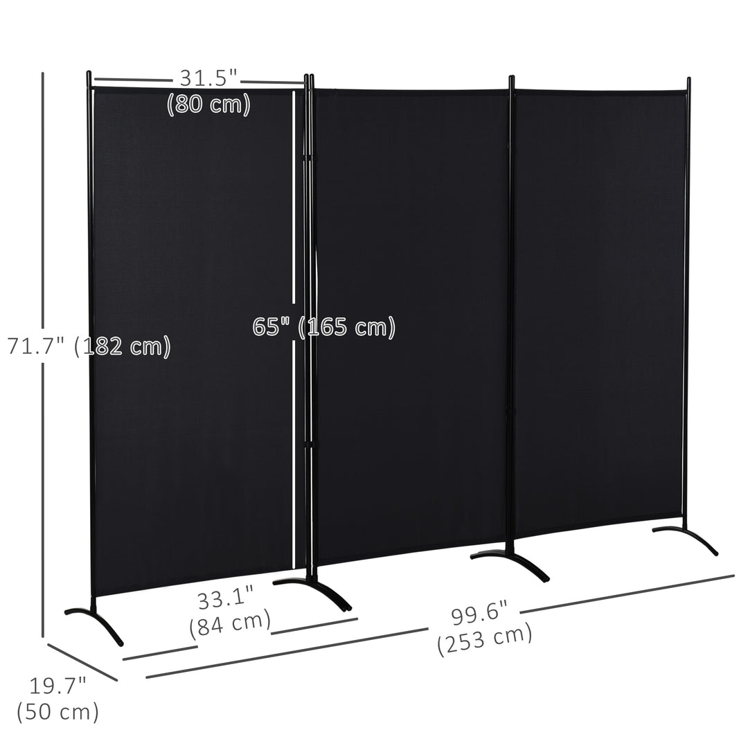 HOMCOM 6' 3 Panel Room Divider, Double Hinged Folding Wall Divider, Indoor Privacy Screen for Home Office, Beige