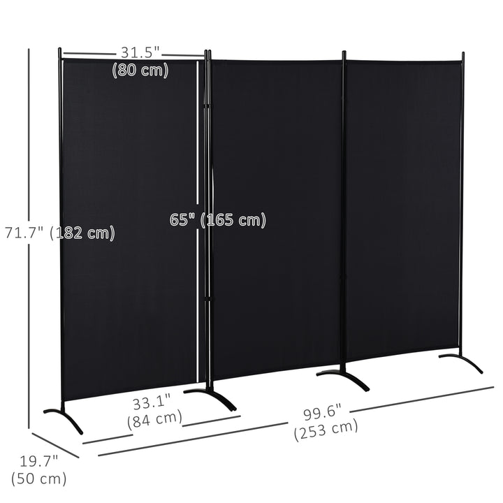HOMCOM 6' 3 Panel Room Divider, Double Hinged Folding Wall Divider, Indoor Privacy Screen for Home Office, Beige