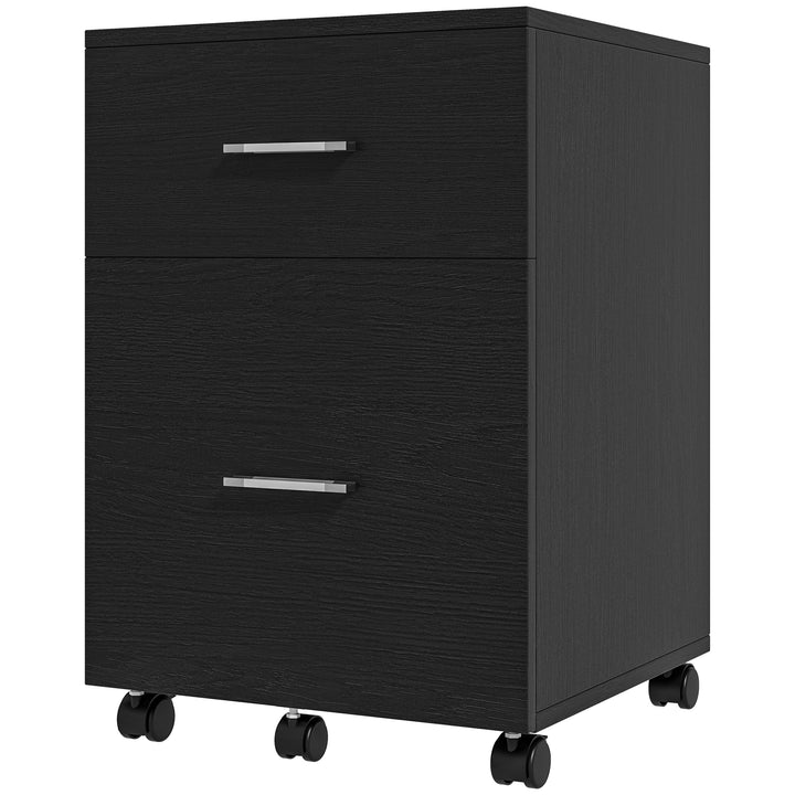 Vinsetto Mobile Filing Cabinet, Vertical File Cabinet with 2 Drawers, Wheels, for Letter or A4 File, Natural