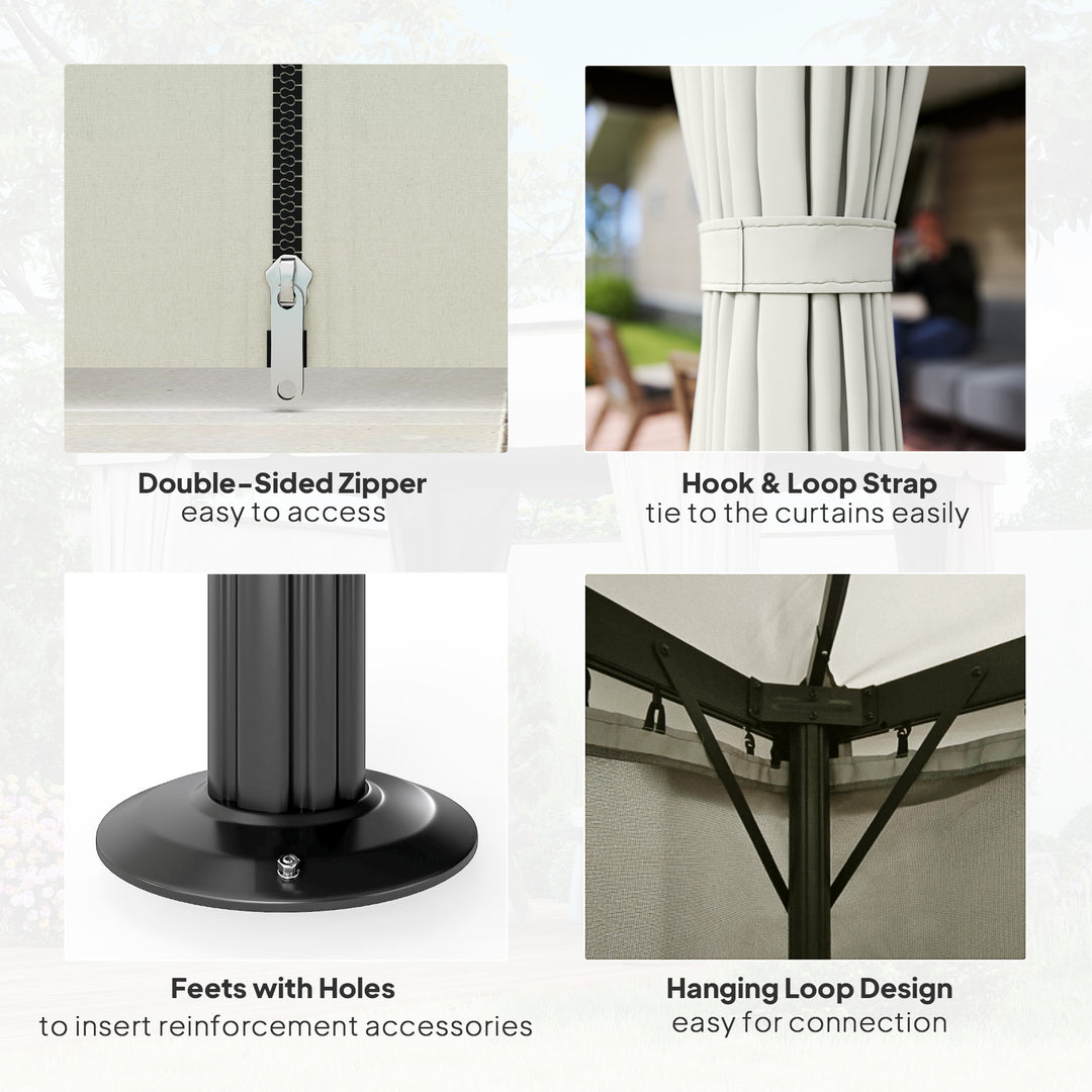 Outsunny 10' x 10' Outdoor Patio Gazebo Double Soft-top Garden Shelter Tent with Curtains, & Mesh Screen Drapes, Brown