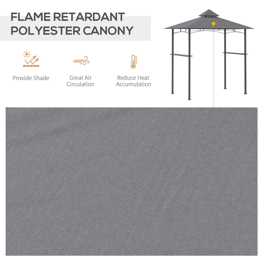 Outsunny 8' x 5' BBQ Grill Gazebo Tent with Double Tiered Canopy for Outdoor Sun Shade, Coffee