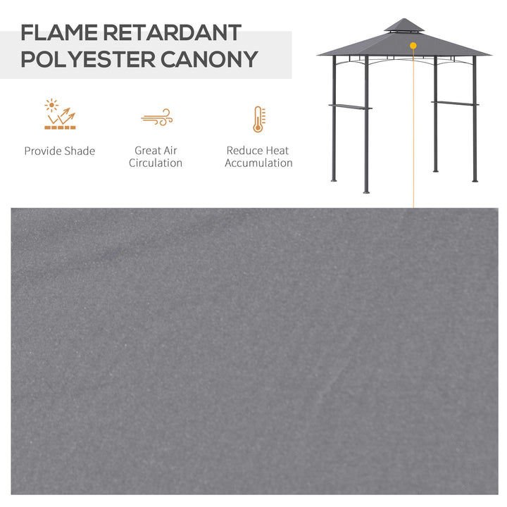 Outsunny 8' x 5' BBQ Grill Gazebo Tent with Double Tiered Canopy for Outdoor Sun Shade, Coffee