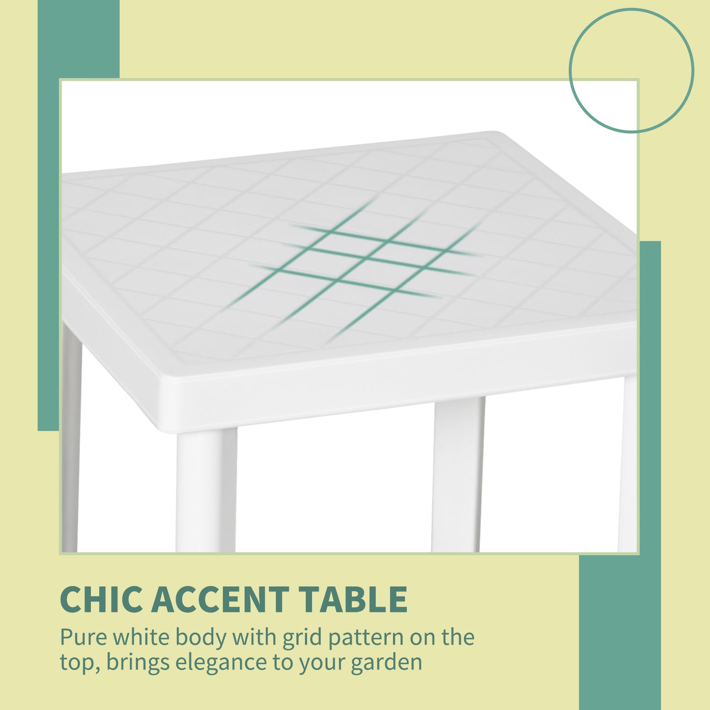 Outsunny Garden Side Table, Plastic Outdoor Square Coffee Table for Drink, Snack, White