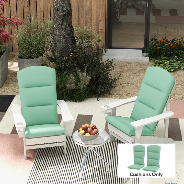 Outsunny Patio Chair Cushions for Adirondack Chair Replacement Cushions with Back and Ties, Set of 2, Green