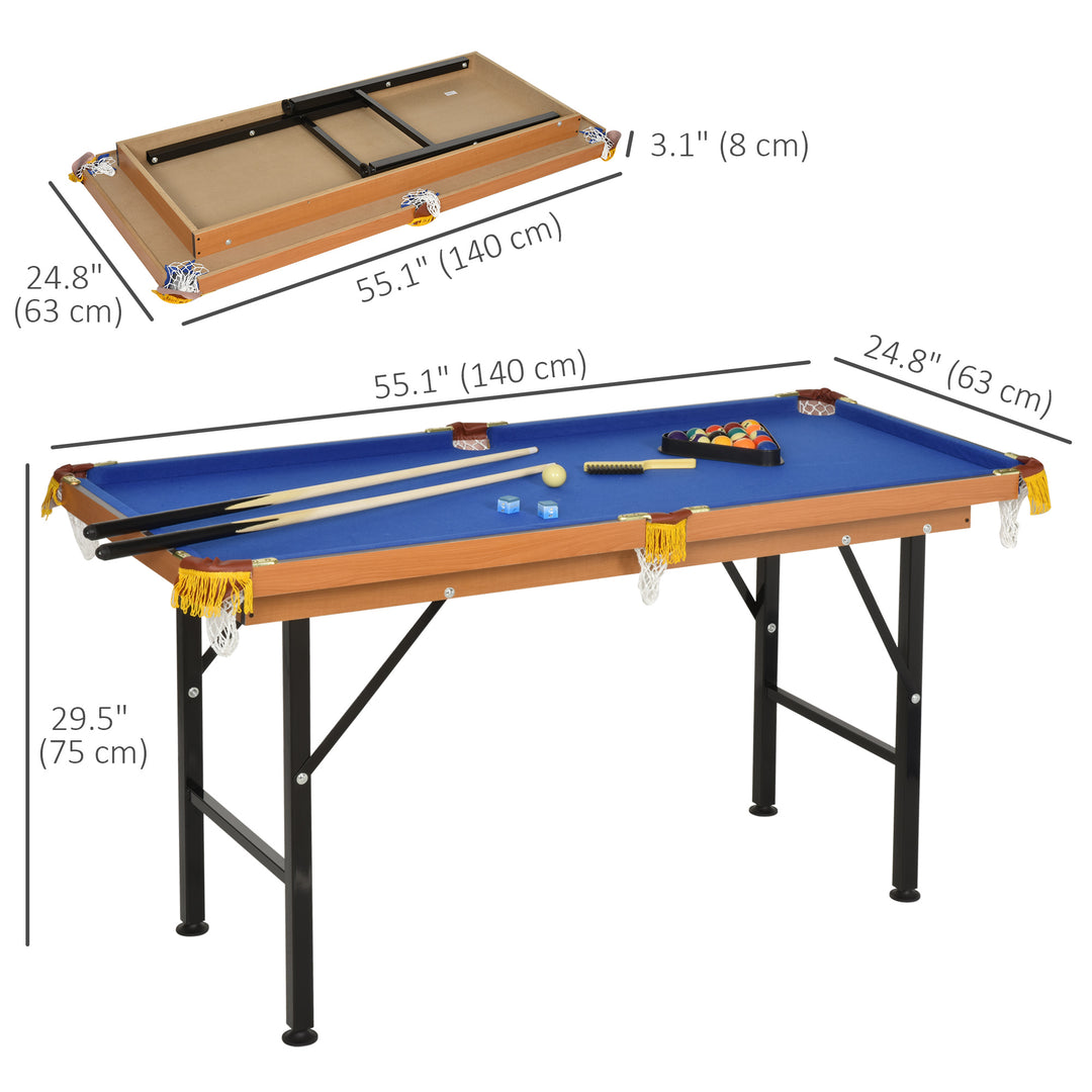 Soozier 54.3"L Mini Pool Table Portable Billiard Table Includes Cues, Ball, Chalk, Rack, Green