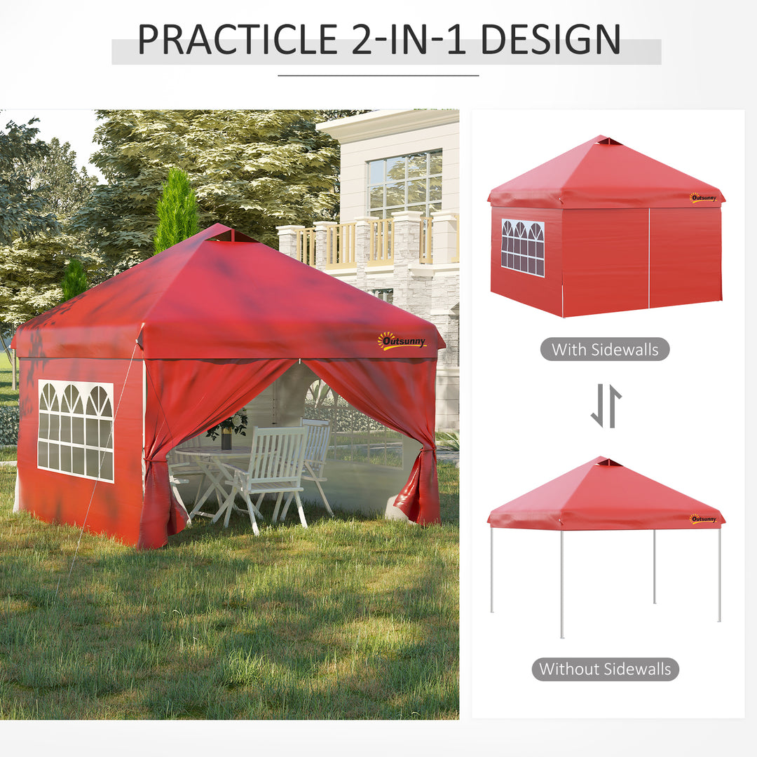 Outsunny 10' x 10' Pop Up Canopy Tent, Instant Sun Shelter, Tents for Parties, with Wheeled Carry Bag, Blue