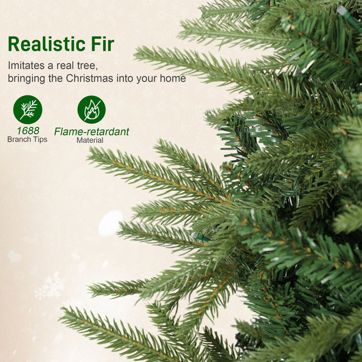 HOMCOM 6.5ft Christmas Tree with Synchronized LEDs, DIY Function, Frasier Grande Fir with Hinge Design, Remote, Daily Timer