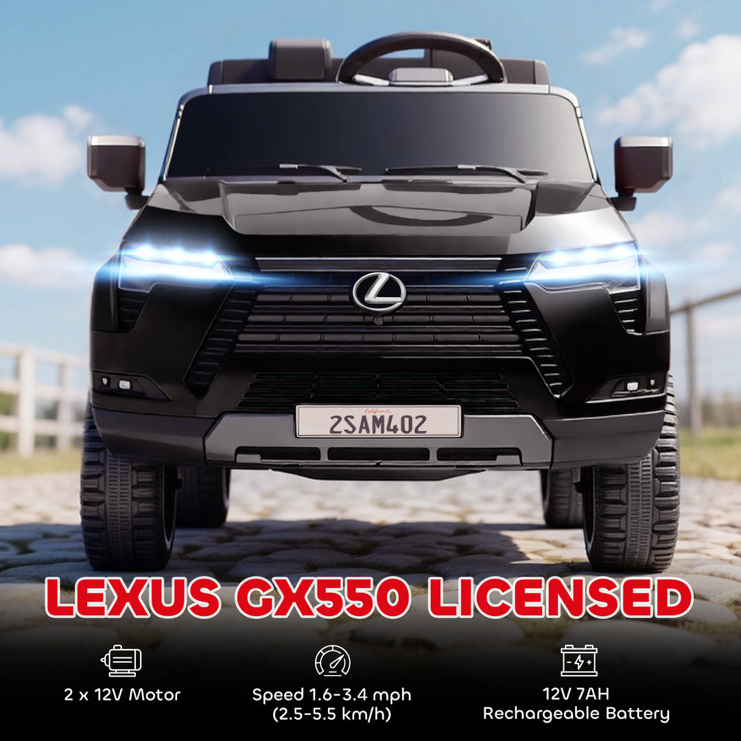 Qaba 12V Ride On Car, Licensed Lexus GX550, 2-Seater Kids Electric Vehicle with Remote Control and Suspension System, Red