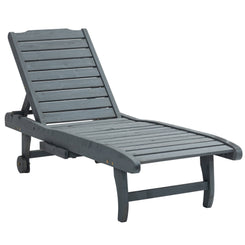 Outsunny Adjustable Lounge Chair, Outdoor Patio Chaise Recliner with Pull-out Tray and 2 Wheels