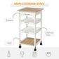 HOMCOM Bar Cart, 4-Tier Kitchen Cart with Removable Serving Tray, Kitchen Shelves on Wheels with Drawer for Dining Room, Living Room, White