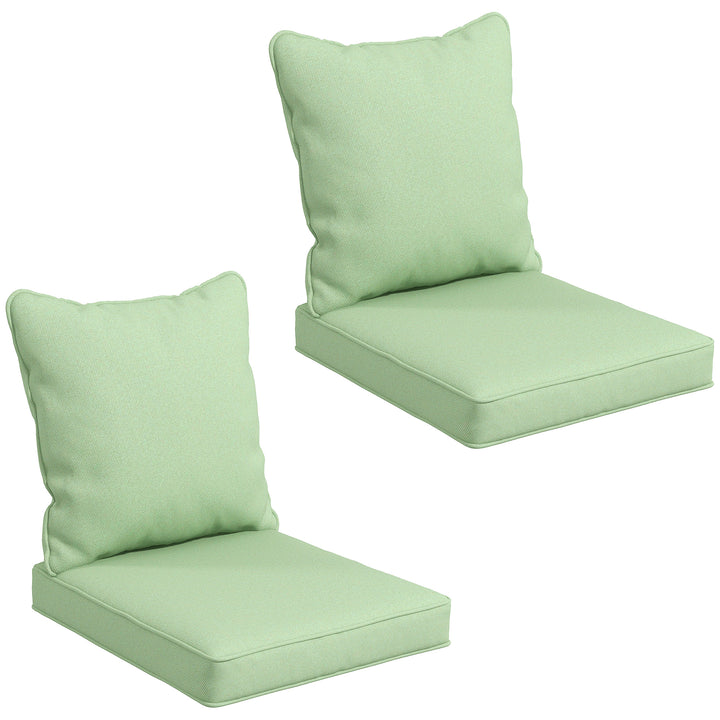 Outsunny Seat Cushion Back Pillows Replacement Set of 2, Patio Chair Cushions Set for Indoor Outdoor, Green