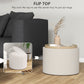 HOMCOM Round Coffee Table, End Table with Hidden Storage and Tray Top, Linen Upholstered Footrest for Living Room