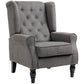 HOMCOM Fabric Accent Chair, Button Tufted Armchair, Upholstered Modern Living Room Chair, Wingback Chair with Wood Legs, Rolled Arms, Thick Padding for Bedroom, White