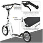 Aosom Dual Brakes Kick Scooter 12-Inch Inflatable Front Wheel Ride On Toy for Age 5+, Black