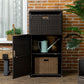 Outsunny Patio Storage Cabinet, Outdoor Towel Rack for Pool, Waterproof PE Rattan Wicker, Hot Tub Accessory, with Basket Drawer, Mixed Grey