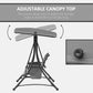 Outsunny 3 Person Porch Swing Outdoor Swing Chair with High Back Design, Side Pouches and Adjustable Canopy, Dark Grey