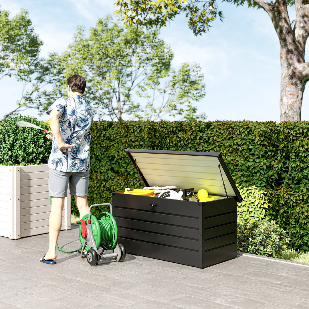 Outsunny Large Deck Box, Outdoor Storage Container with Lock for Pool Toys, Garden Tools, Furniture and Sports Equipment, Grey