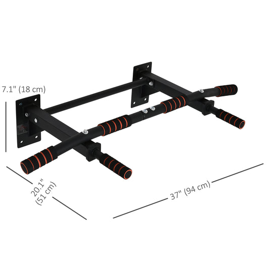 Soozier Pull Up Bar Wall Mount Chin Up Bar, Upper Body Strength Training Station with Non-Slip Foam for Home Gym, Black