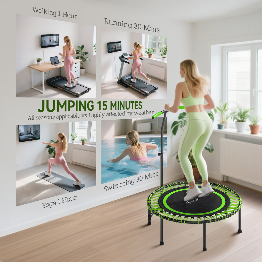 Soozier 45" Rebounder Trampoline for Adults, Mini Fitness Trampoline Bungee Rebounder with 5-Level Adjustable Handle