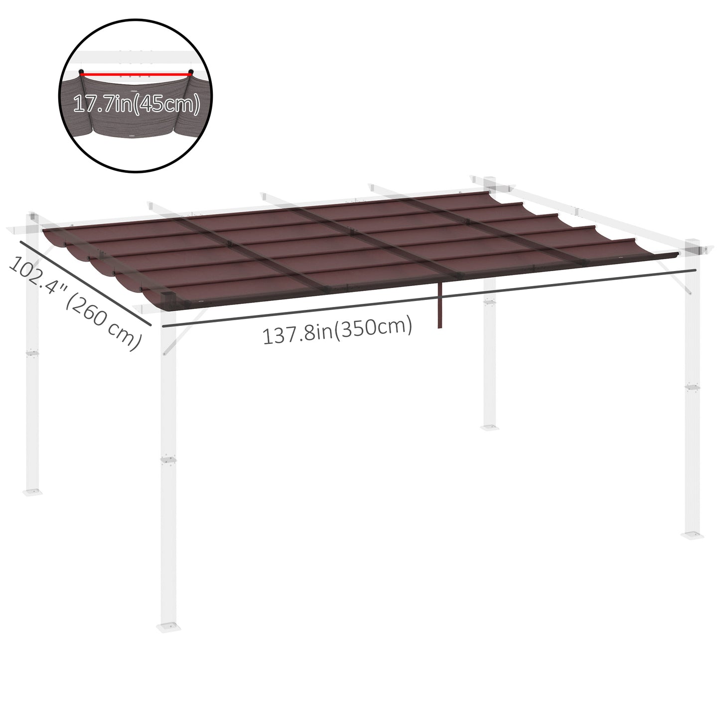 Outsunny Retractable Pergola Canopy Cover Replacement for 10' x 13' Pergola, Dark Grey