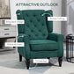 HOMCOM Fabric Accent Chair, Button Tufted Armchair, Upholstered Modern Living Room Chair, Wingback Chair with Wood Legs, Rolled Arms, Thick Padding for Bedroom, White