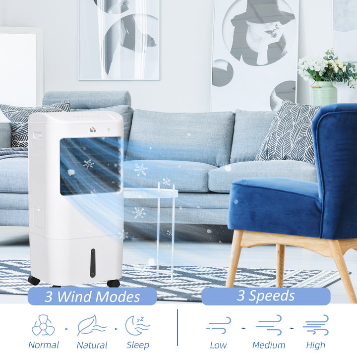 HOMCOM Cooling Fan for Bedroom with Ice Pack, Tower Fan with Remote Control, 3 Modes, 3 Speeds, 7.5H Timer, White