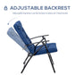 Outsunny Foldable Lounge Chair, Fabric Upholstered Recliner, Outdoor Lounger with Armrest, Metal Frame for Backyard, Blue