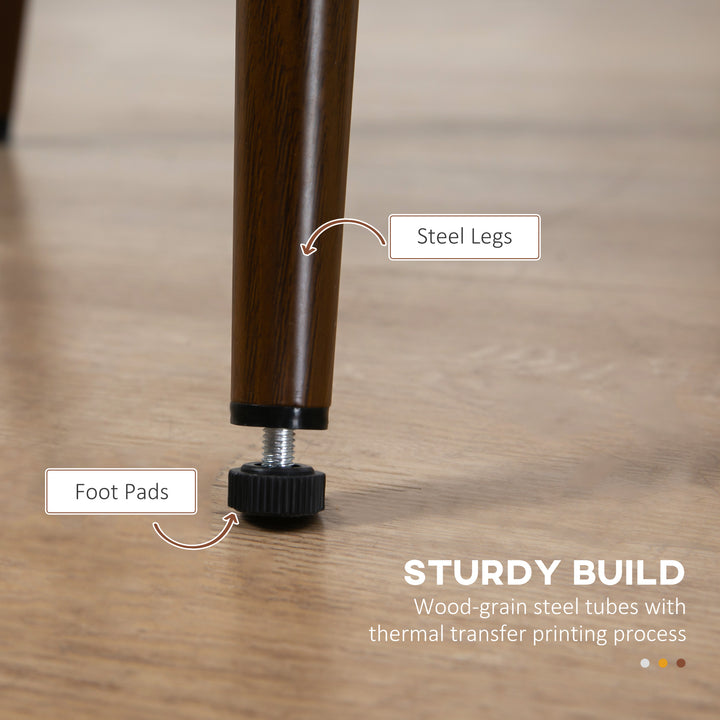 HOMCOM Upholstered Dining Chairs Set of 4, Velvet Accent Chair with Back and Wood-grain Steel Leg for Kitchen, Grey