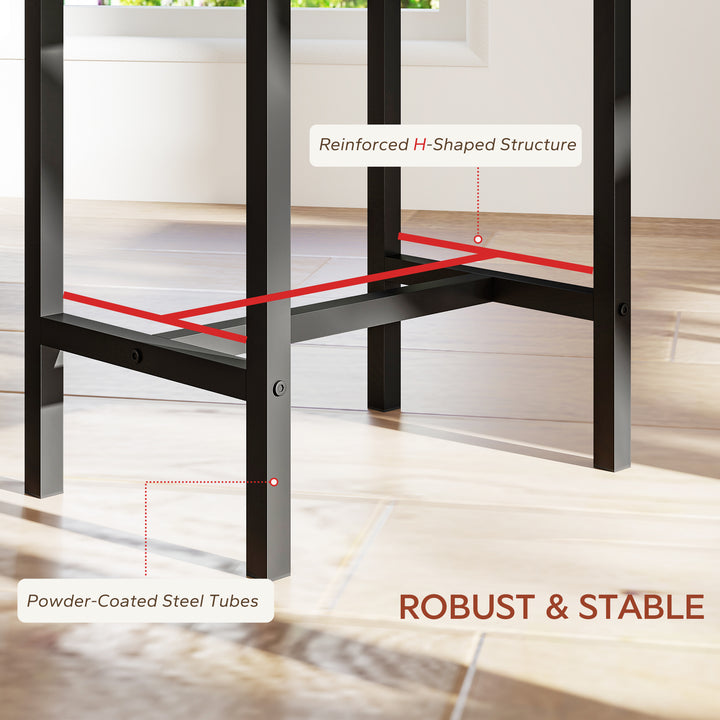 HOMCOM Extendable Dining Table Set, 5-Piece Dining Set for 4-6 with 2 Benches and 2 Stools for Small Spaces, Black