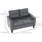 HOMCOM 51" PU Leather Loveseat, Upholstered Double Sofa Couch with Armrests, Tufted Backrest, Pocket Spring and Sponge Padded Cushion for Living Room, Bedroom, Home Office, Brown