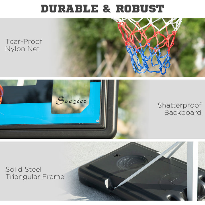 Soozier Adjustable Basketball Hoop and Basketball Stand w/ Sturdy Backboard and Weighted Base, Portable on Wheels
