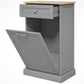 HOMCOM Kitchen Tilt Out Trash Bin Cabinet, Free Standing Recycling Cabinet, Trash Can Holder with Drawer, White