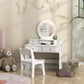 Qaba Kids Vanity Set, Dual-Use Dressing Table with Removable Tri-Folding Mirror and Drawer, for Ages 3-8, Pink