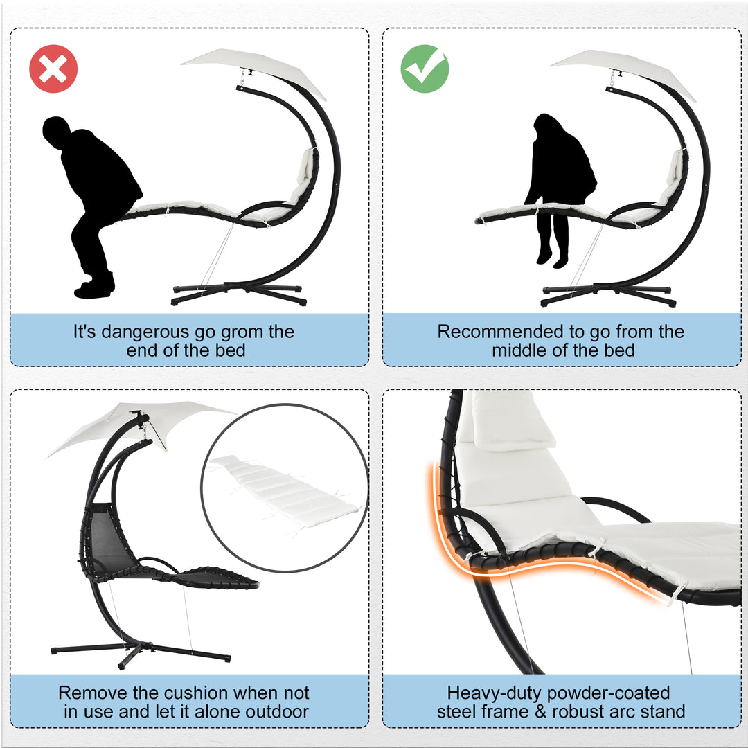 Outsunny Swing Chaise with Stand Floating Chaise Lounge Cream White