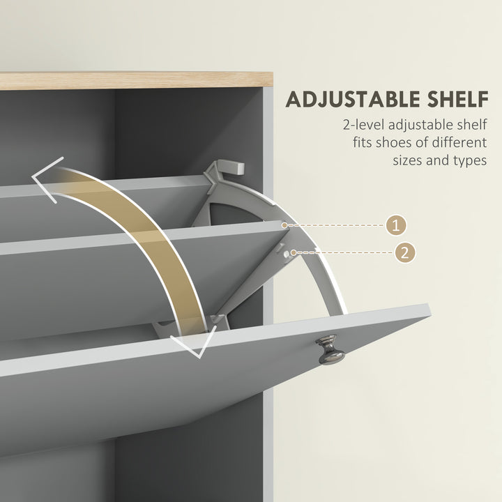 HOMCOM Entryway Shoe Storage Small Modern Flip-Flop Shoe Cabinet with 3 Flip Drawers Adjustable Shelves for 24 Pairs of Shoes, White
